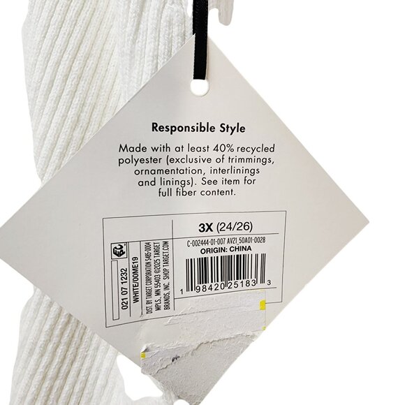 Ava & Viv Womens Ribbed Knit Midi Skirt plus Size 3X White Stretch Elastic Waist - Picture 8 of 8